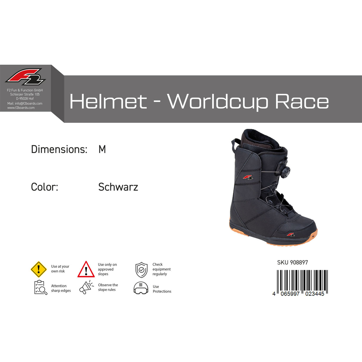 F2 Herren Snowboard Helm Helmet - Worldcup Race Farbe/Größe wählbar 2024/25