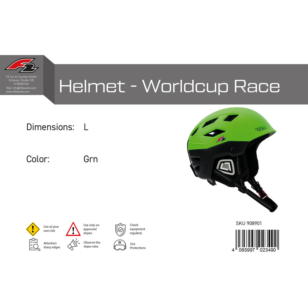 F2 Herren Snowboard Helm Helmet - Worldcup Race Farbe/Größe wählbar 2024/25