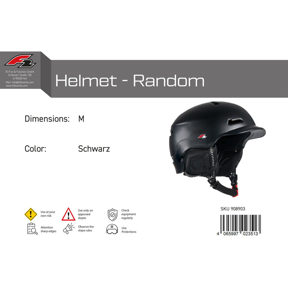 F2 Herren Snowboard Helm Helmet - Random Farbe/Größe wählbar 2024/25