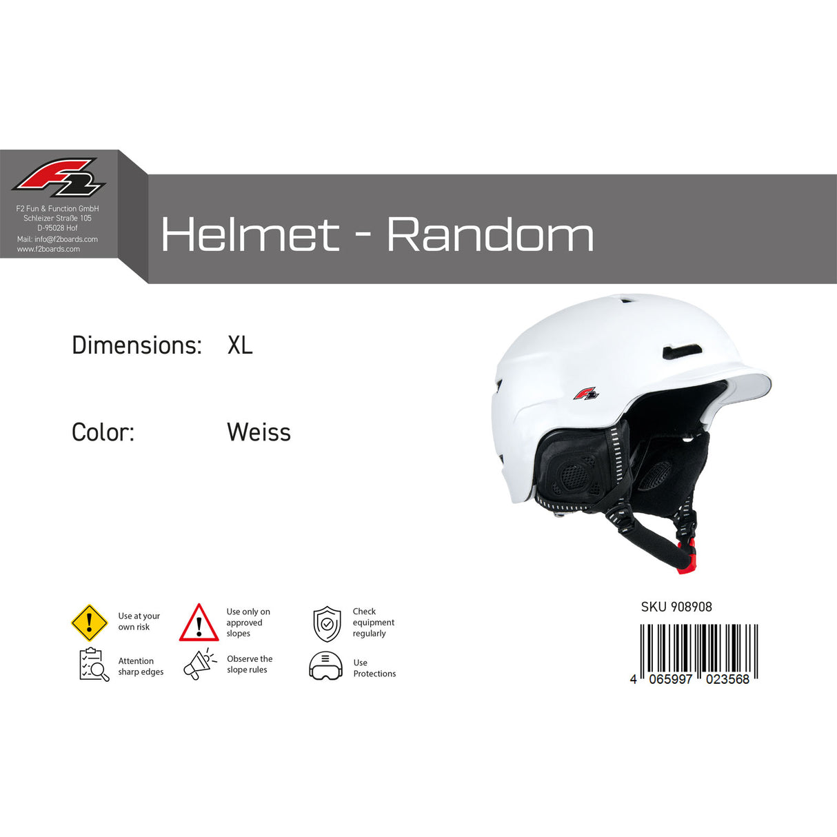 F2 Herren Snowboard Helm Helmet - Random Farbe/Größe wählbar 2024/25