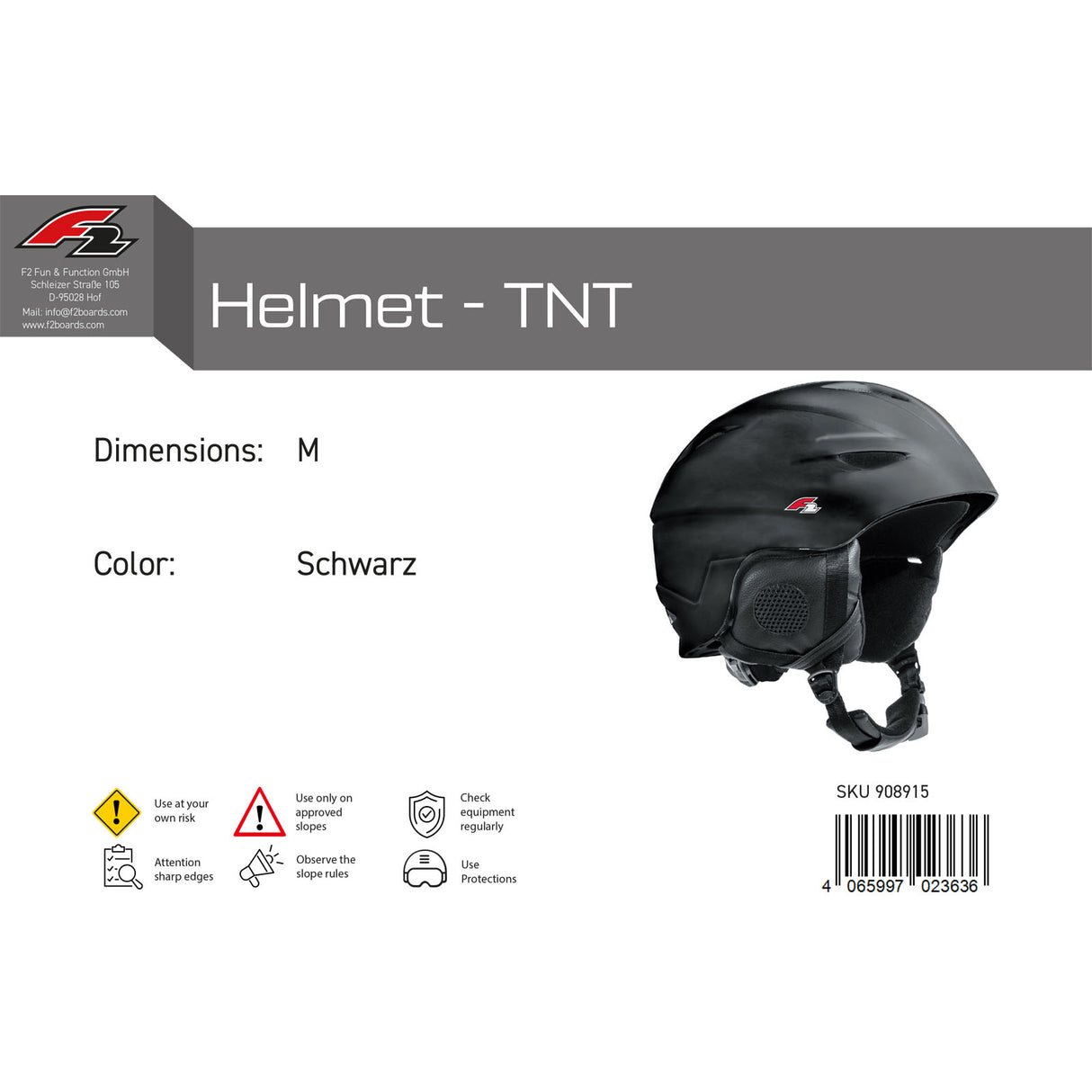 F2 Herren Snowboard Helm Helmet - TNT Farbe/Größe wählbar 2024/25