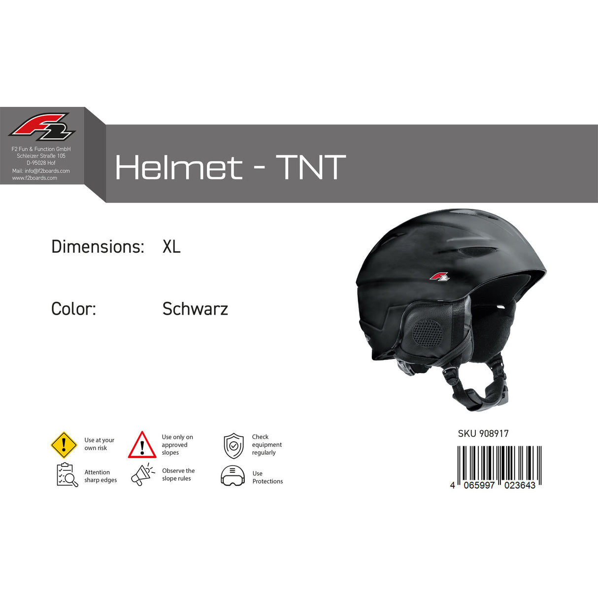 F2 Herren Snowboard Helm Helmet - TNT Farbe/Größe wählbar 2024/25