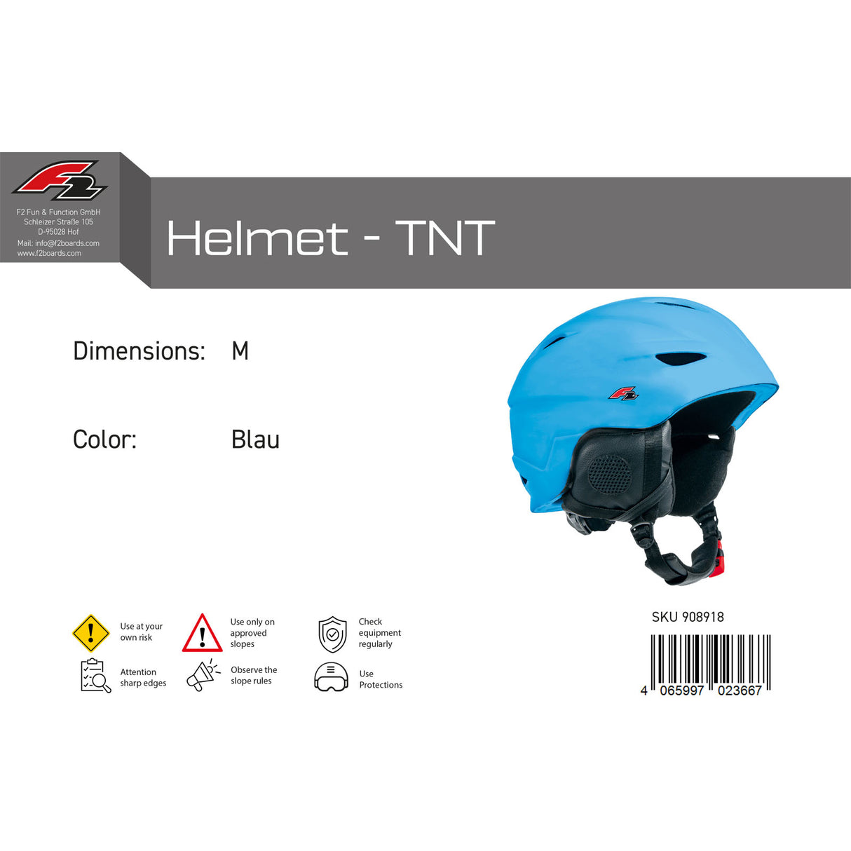F2 Herren Snowboard Helm Helmet - TNT Farbe/Größe wählbar 2024/25