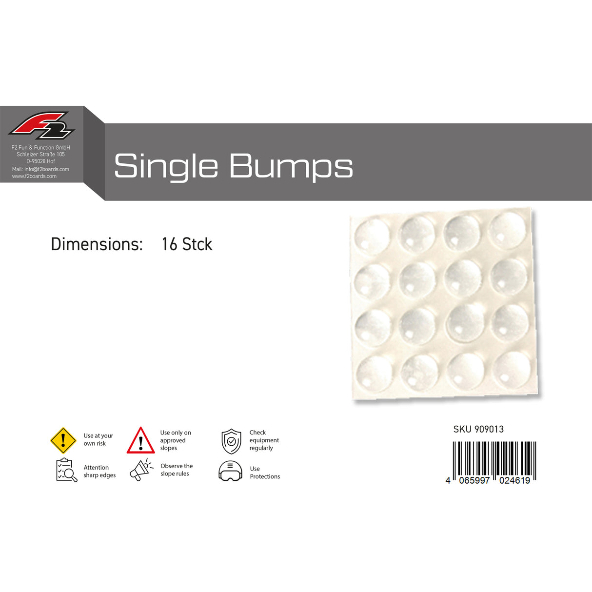 F2  Snowboard Pads Single Bumps 16 Stück  2024/25