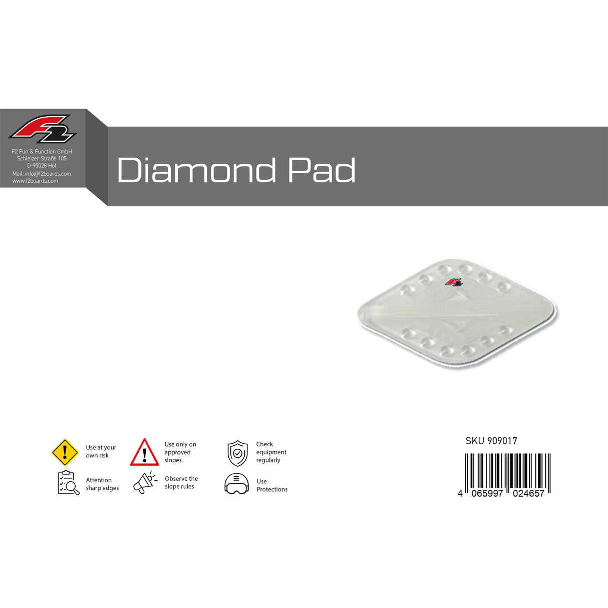 F2  Snowboard Pads Diamond Pad  2024/25