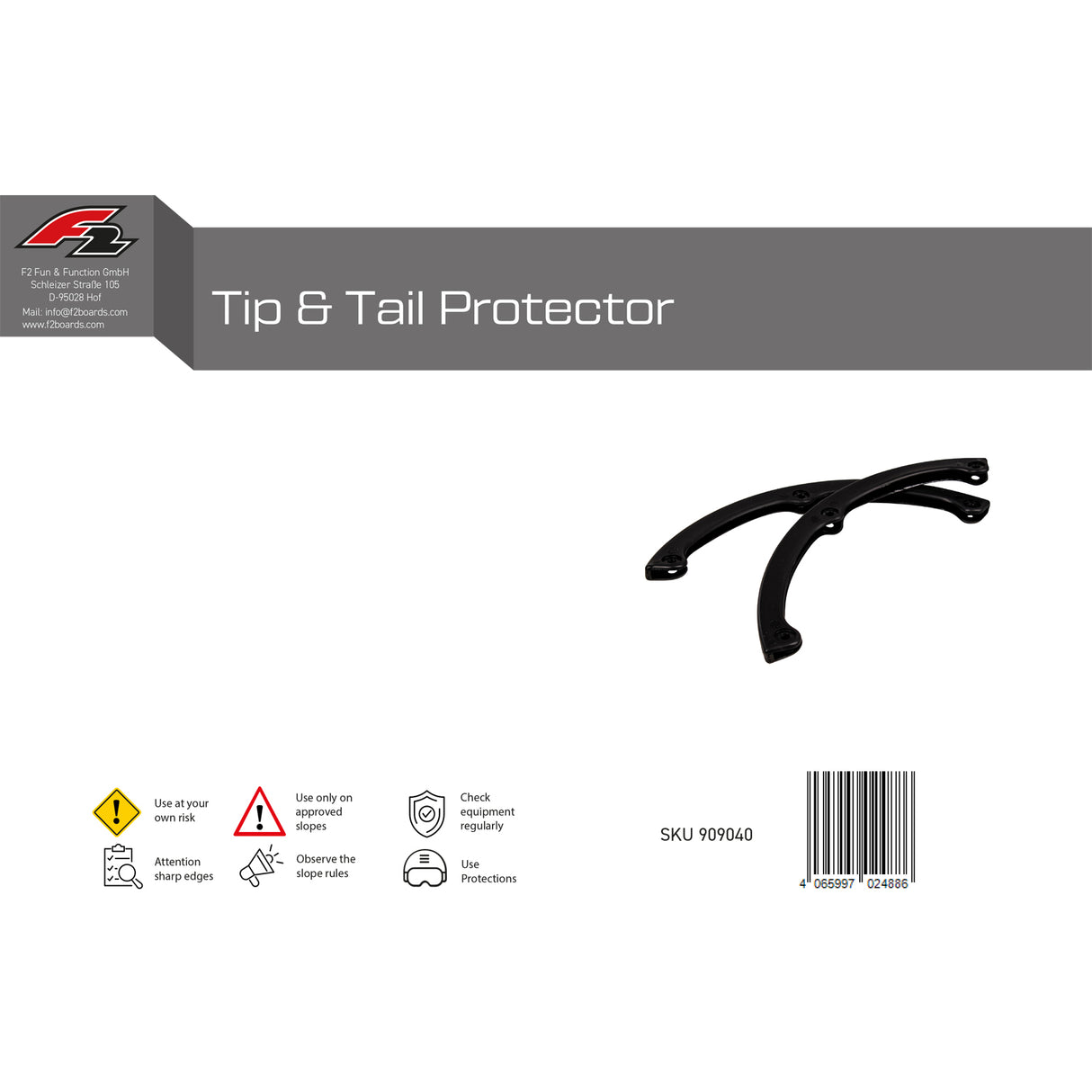 F2  Snowboard Zubehör Tip & Tail Protector Kantenschoner    2024/25