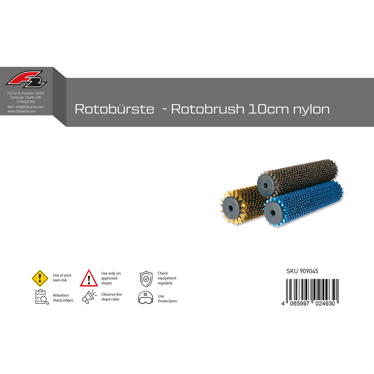 F2  Snowboard Bürste Rotobürste  - Rotobrush 10cm Nylon    2024/25