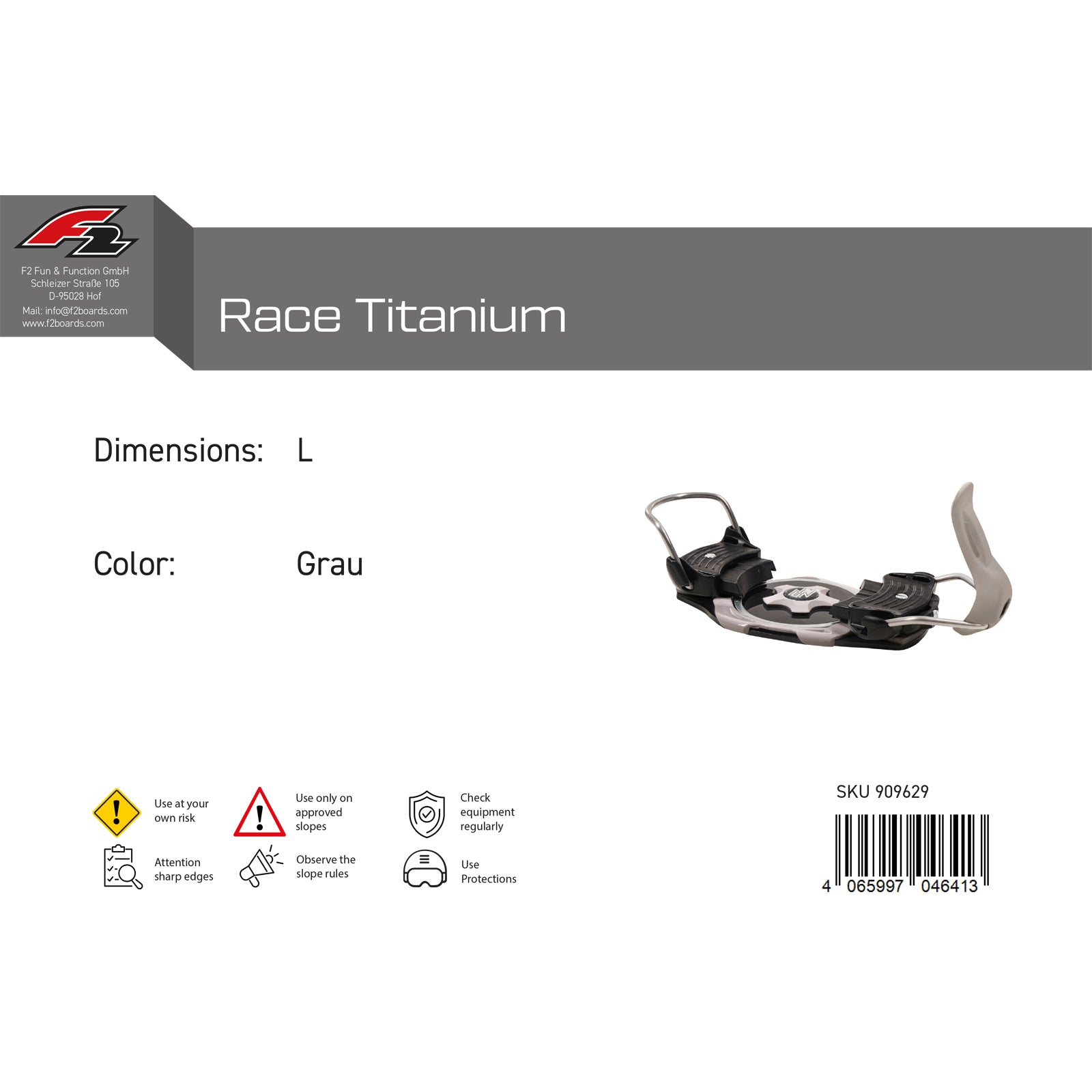 F2 Race Titanium Snowboard Bindung 2024/25 | Direkte Kraft