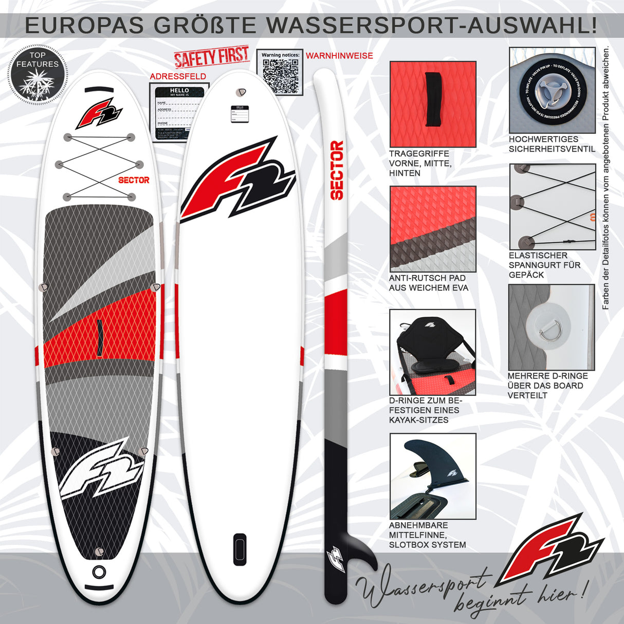 F2 SUP Stand Up Paddle Board Sector Limited Edition 10'5''/11'5"/12'2" Rot