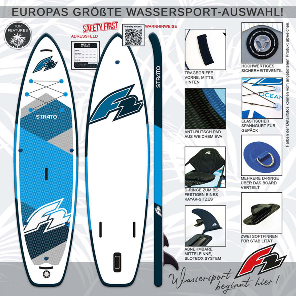 F2 SUP Stand Up Paddle Board Strato Limited Edition Größe wählbar Blau