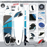 F2 Stand Up Paddle Board SECTOR SMART SUP mit E-Pumpe Größe wählbar Blau