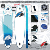 F2 Stand Up Paddle Board FREE - Round Sail - SUP Set Größe wählbar Blau