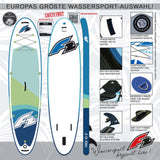 F2 Stand Up Paddle Board FREE - Round Sail - SET SUP Größe wählbar Aqua