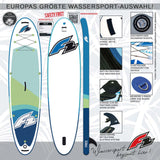 F2 Stand Up Paddle Board FREE - Round Sail - SET SUP Größe wählbar Aqua