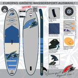 F2 Set Stand Up Paddle Board Comet Grau 10,6 + Kajak Zubehör Paket