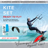 F2 Damen Set Kite Curve 9qm + Kiteboard Fluid 133cm + Control Bar 52cm