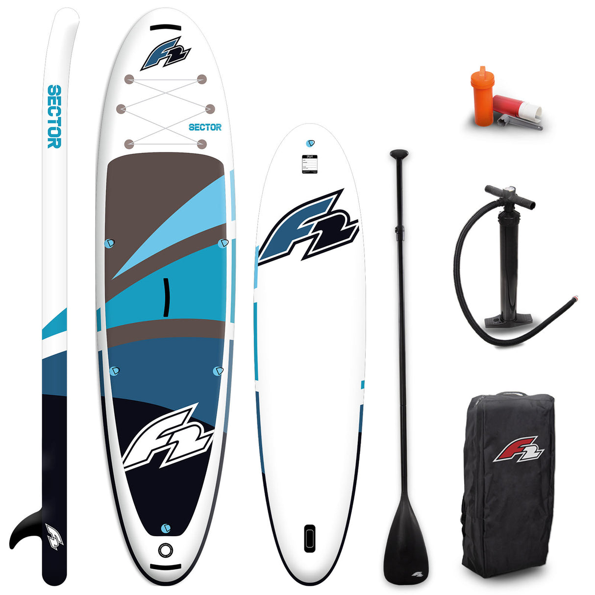 F2 SUP Stand Up Paddle Board Sector 10'5''/11'5"/12'2" wählbar Blau