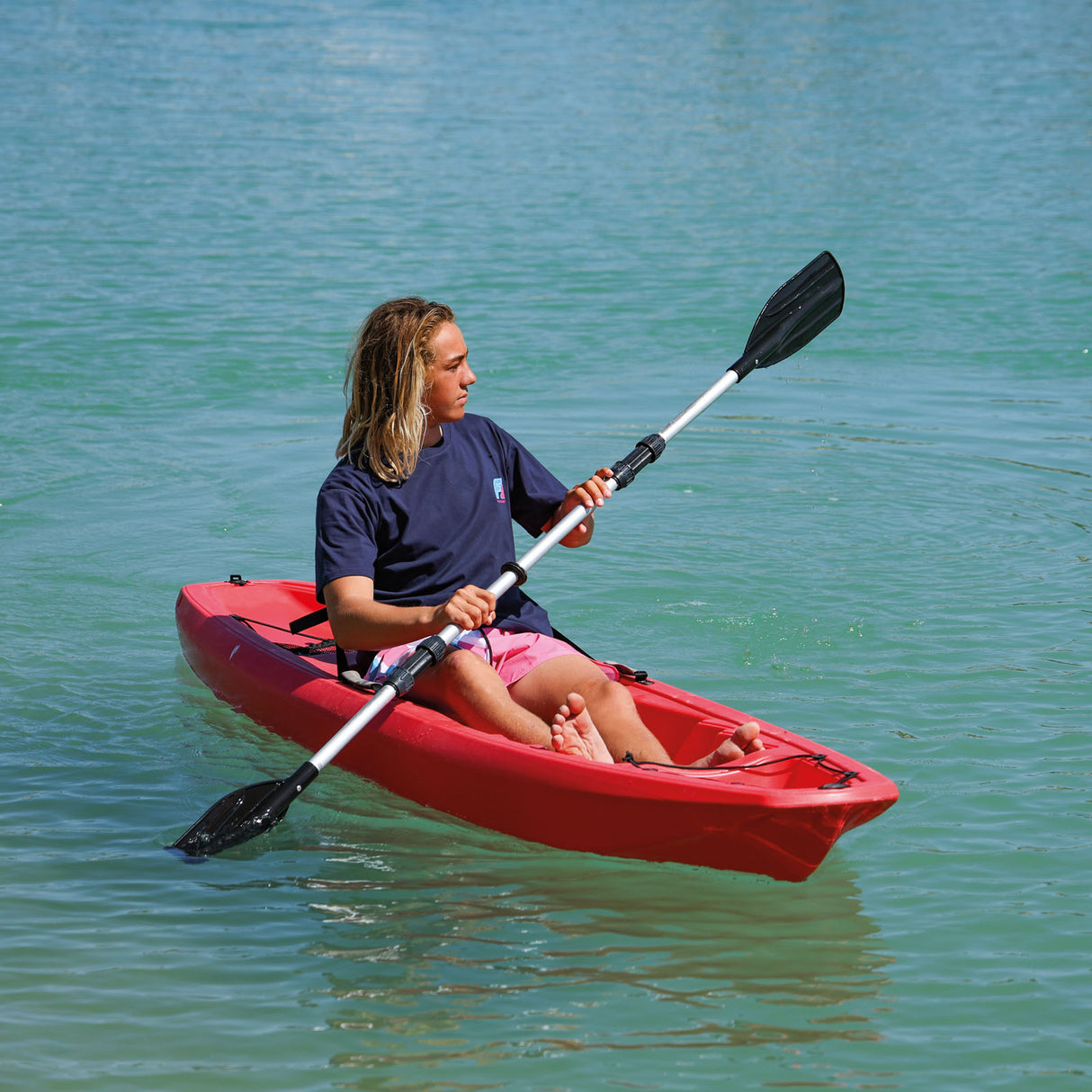 F2 Marken Kajak Axxis - Angelkajak 1 Sitzer mit Paddel Rot