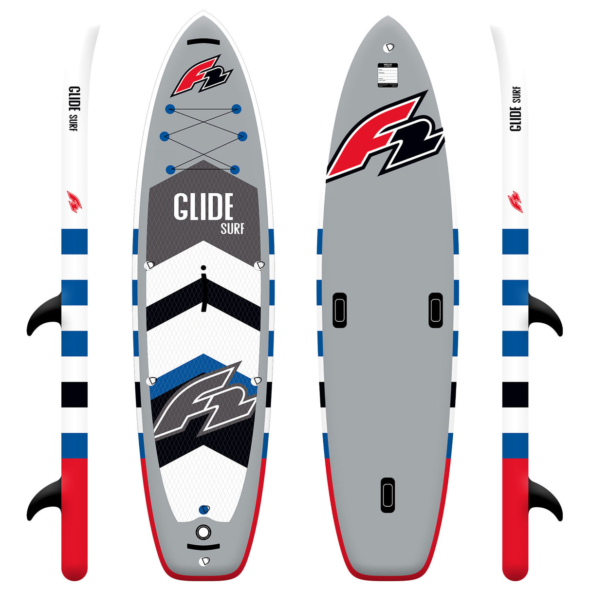 F2  SUP Stand Up Paddle Board Glide Surf 10'2''/10'8"/11'7" wählbar Grau