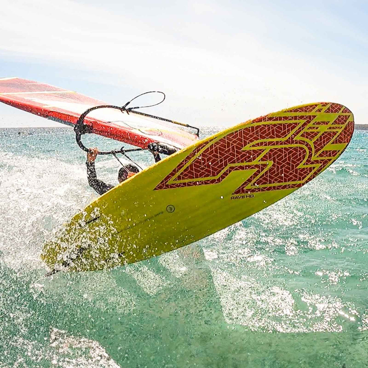 F2 Windsurfboard Rave Pro 90-110L Größe wählbar Gelb/Rot 2024/25