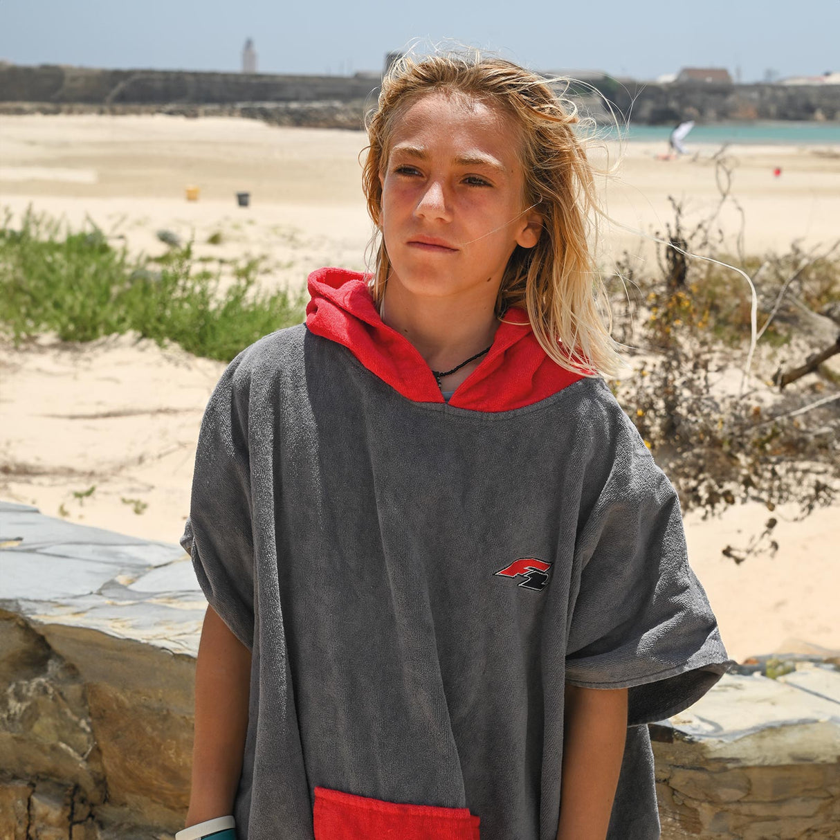 F2 Poncho Surf- Bade- Frottee Poncho Dryrobe Handtuch Modell wählbar Schwarz