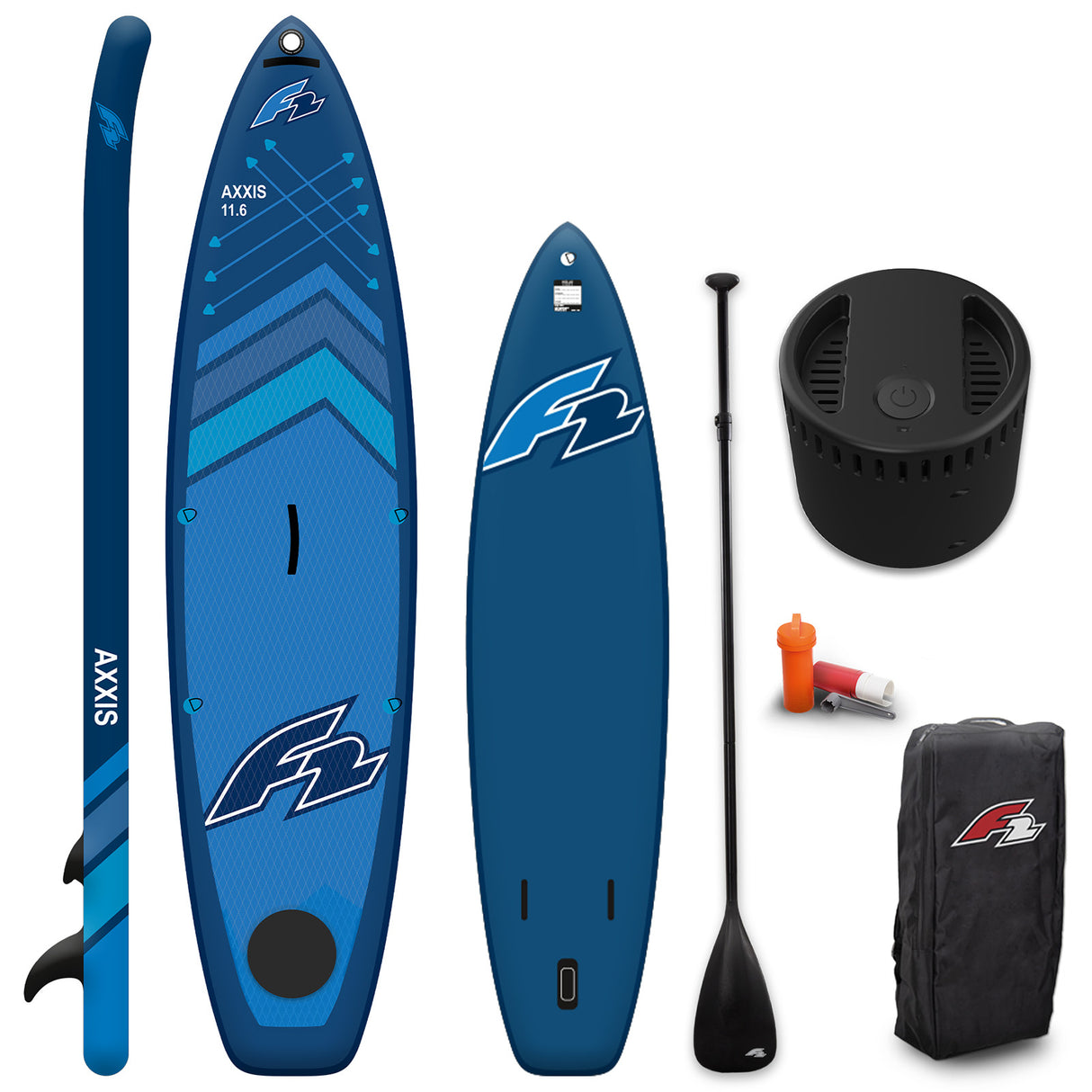 F2  Stand Up Paddle Board AXXIS SMART SUP mit E-Pumpe Größe wählbar Navy