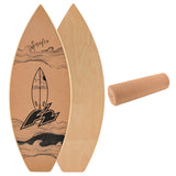F2 Kork Balance Board Surf 74x30cm mit Korkrolle + Kork Halbkugel