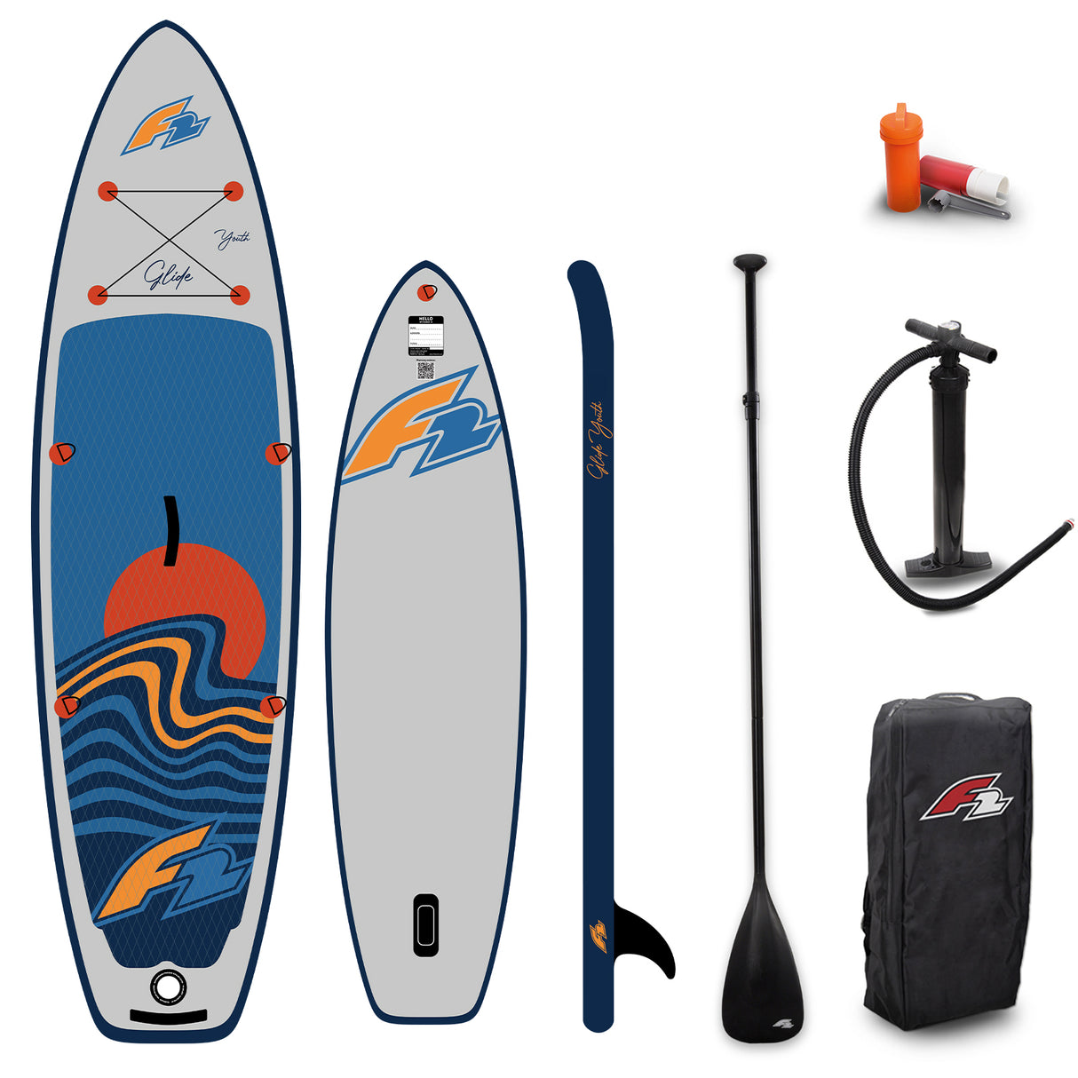 F2 SUP Stand Up Paddle Board Glide Surf Youth Grau - Größe wählbar