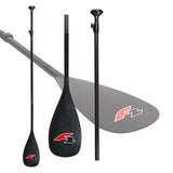 F2  SUP Paddel 90% Carbon Paddle 3-teilig 166-230cm Schwarz