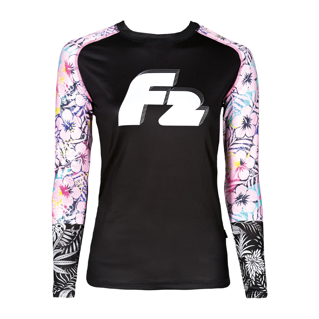 F2 Retro Rashguard Hibiskus Damen Funktionsshirt Wassersport - Größe wählbar