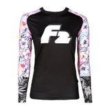 F2 Retro Rashguard Hibiskus Damen Funktionsshirt Wassersport - Größe wählbar