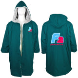 F2  Retro Surf Coat Unisex Poncho Jacke Petrol - Größe wählbar
