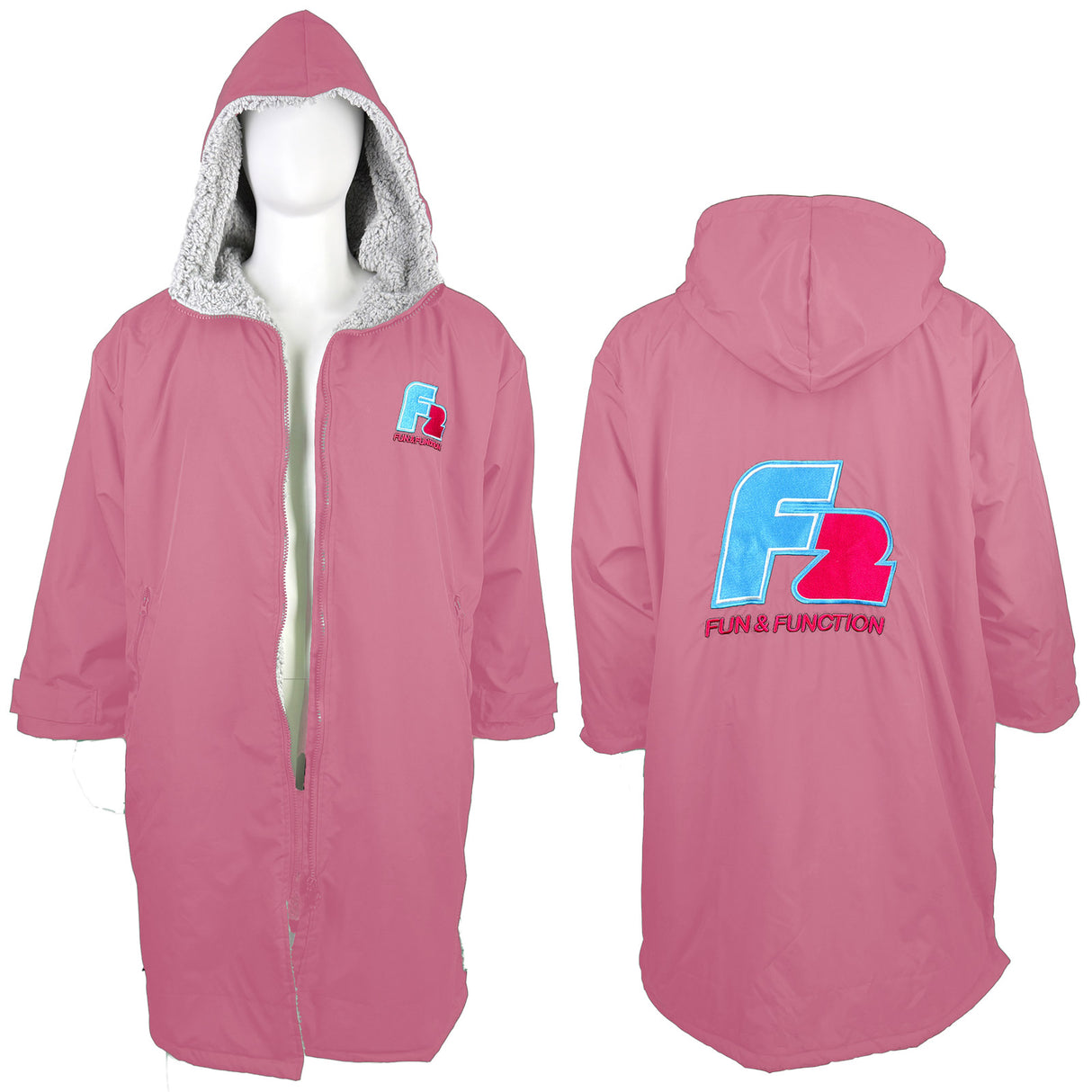 F2  Retro Surf Coat Unisex Poncho Jacke Softpink - Größe wählbar