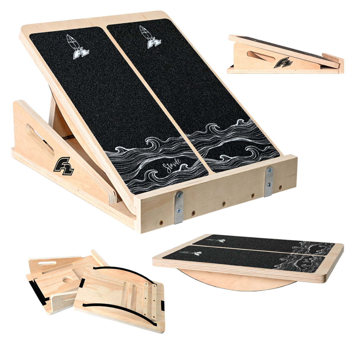 F2  Balance Board Step Board Multi Trainingsgerät Verstellbar  Holz