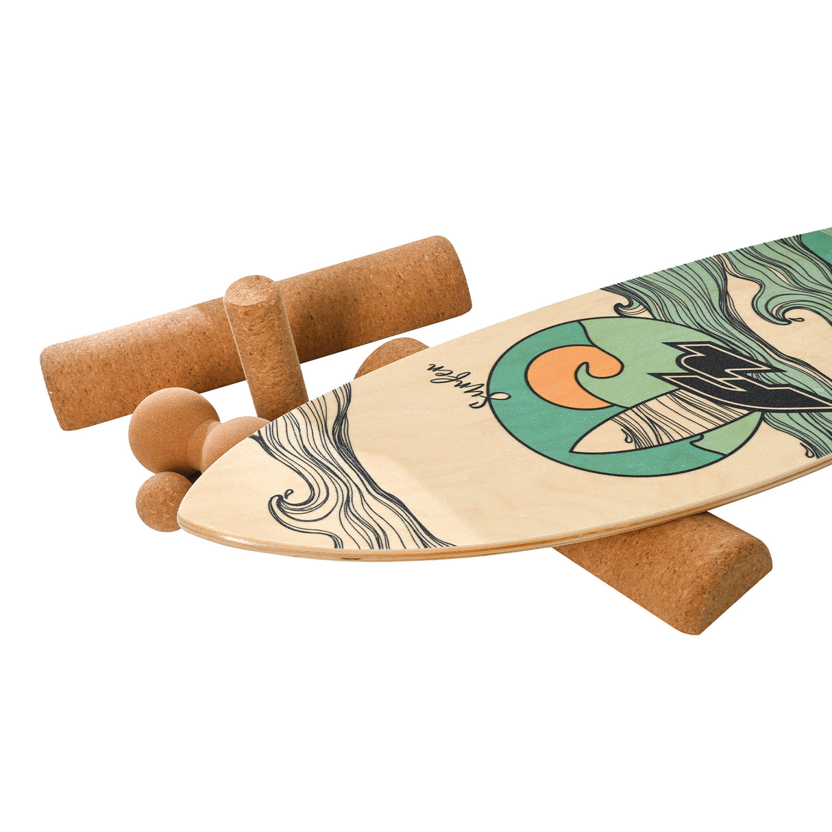 F2  Balance Board Zubehör Kork Multi Roll Set Korkrollen und Bälle Natur