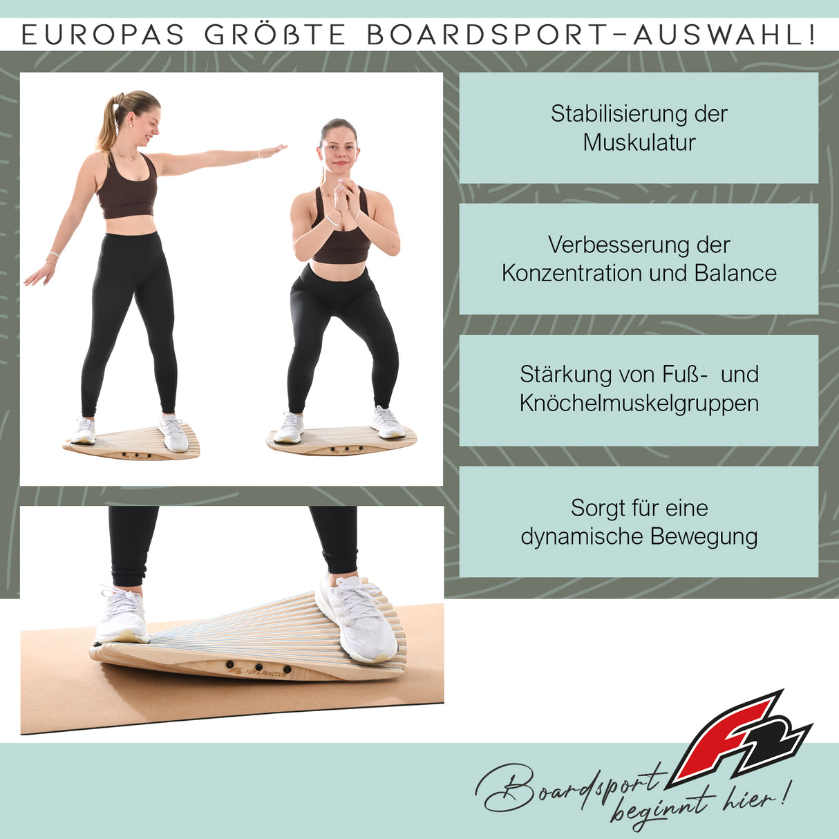 F2  Balance Board Splitboard  65x28cm Blau
