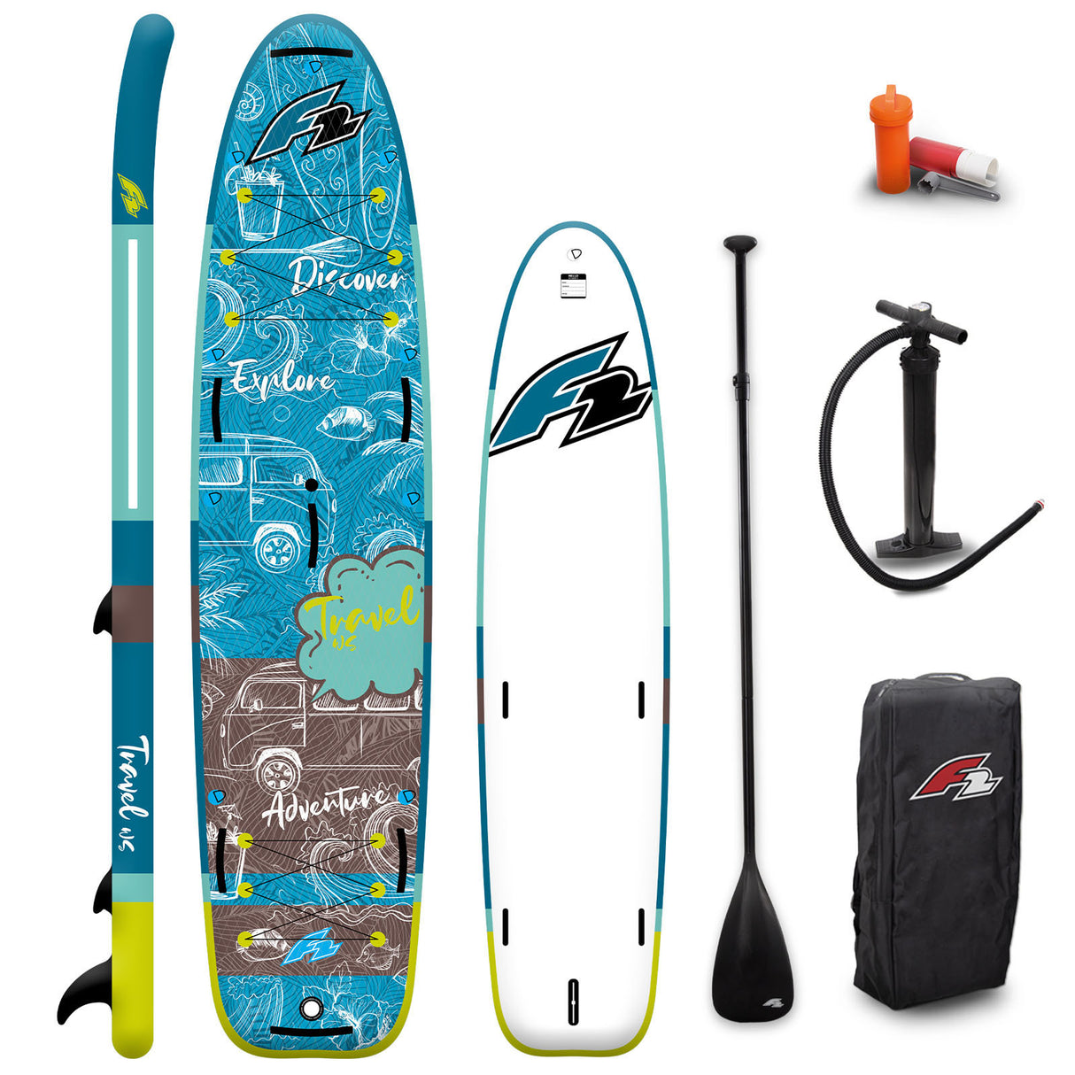 F2 Set SUP Travel mit Windsurfsegel Checker Komplettset Größen wählbar