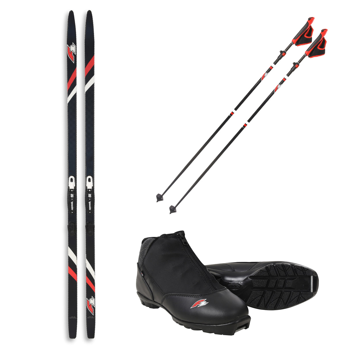 F2 Set Ski Ride Pro CC 190cm + Langlaufschuh Ride CC + Skistöcke Größe wählbar