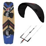 F2 Set Kite Ride V5 mit Kiteboard Ride Wood und Control Bar Komplettset Größen wählbar
