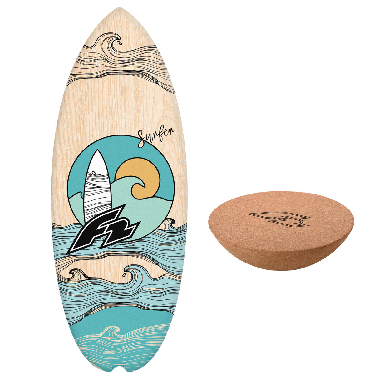 F2 Set Balance Board mit Korkrolle oder Halbkugel - Modell wählbar