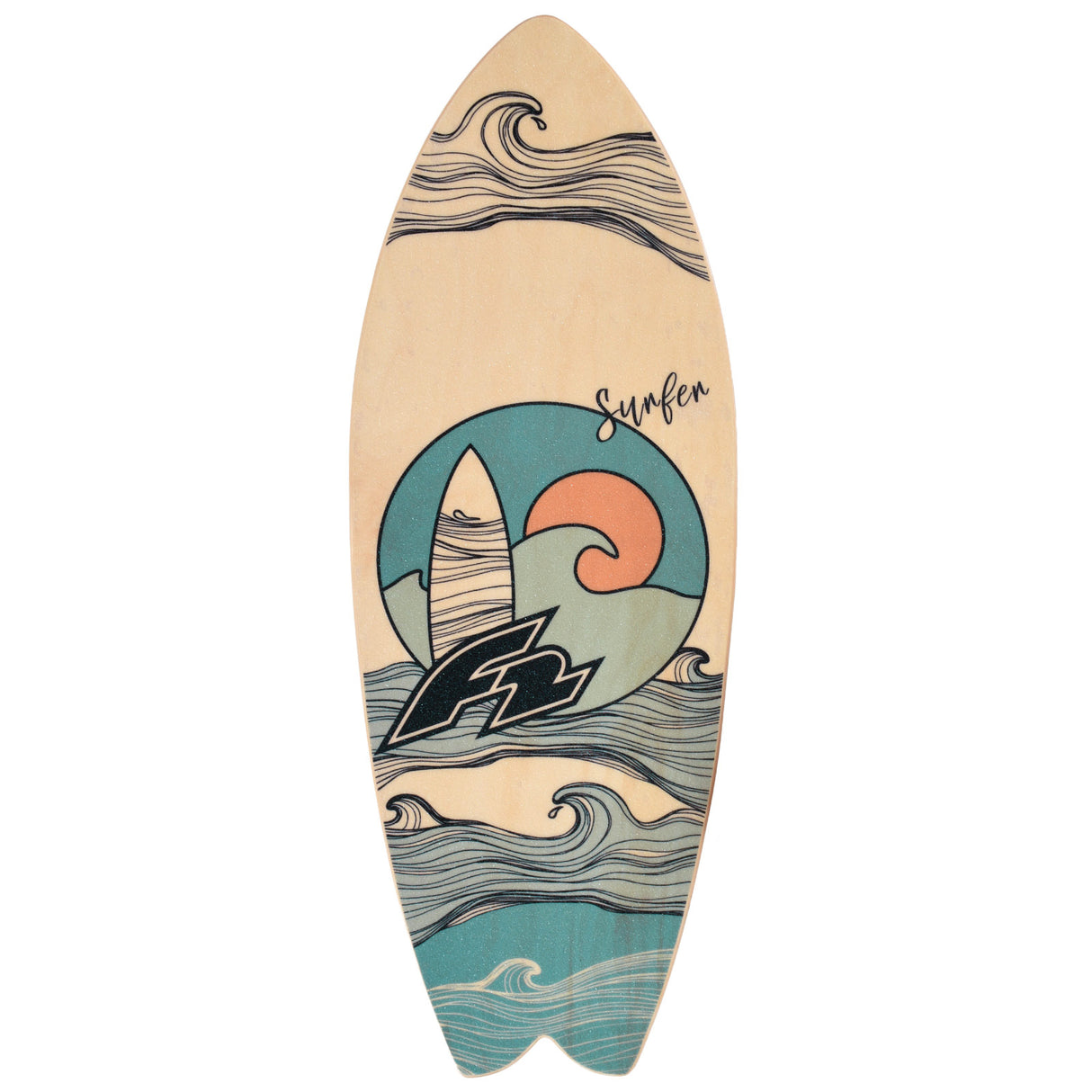 F2 Set Balance Board Surfer 76x28cm mit Kork Halbkugel