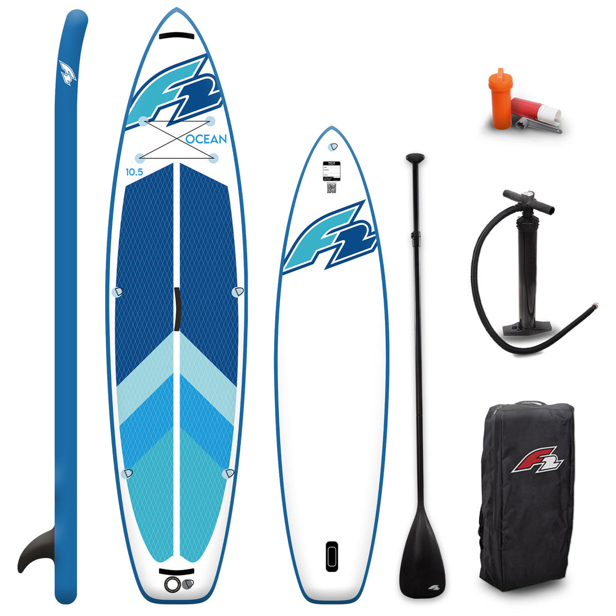 F2 Marken Stand Up Paddle Board Ocean LTD Blau - Größen und Zubehör wählbar