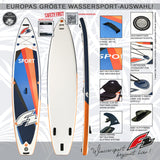 F2 Marken Stand Up Paddle Board Sport Touring SUP Orange + Basic Zubehör Paket