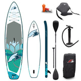 F2 Set Damen Stand Up Paddle Board Lotus Blau 10,2 + Kajak Zubehör Paket