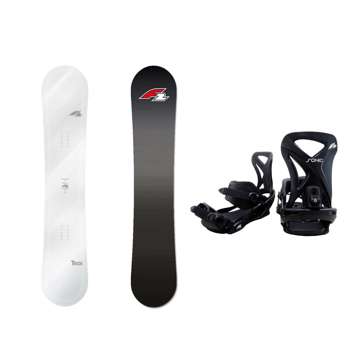 F2 Set Snowboard T-Ride Mirror Weiss + Sonic Pro Bindung L - Komplettset Größe wählbar