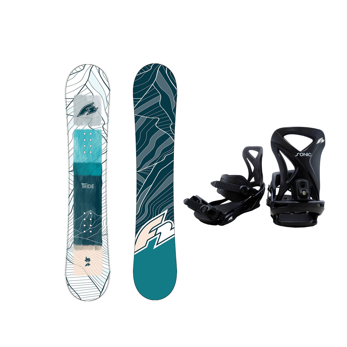 F2 Set Snowboard T-Ride Wood Weiss + Sonic Pro Bindung - Komplettset Größen wählbar