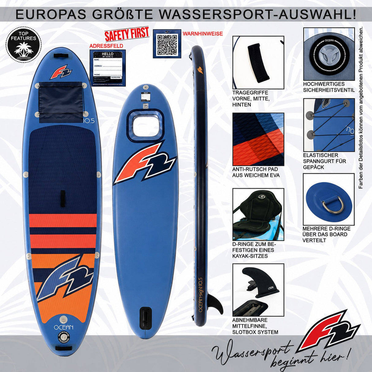 F2 Set Stand Up Paddle Board Ocean Sight - Größe/Farbe/Zubehör wählbar
