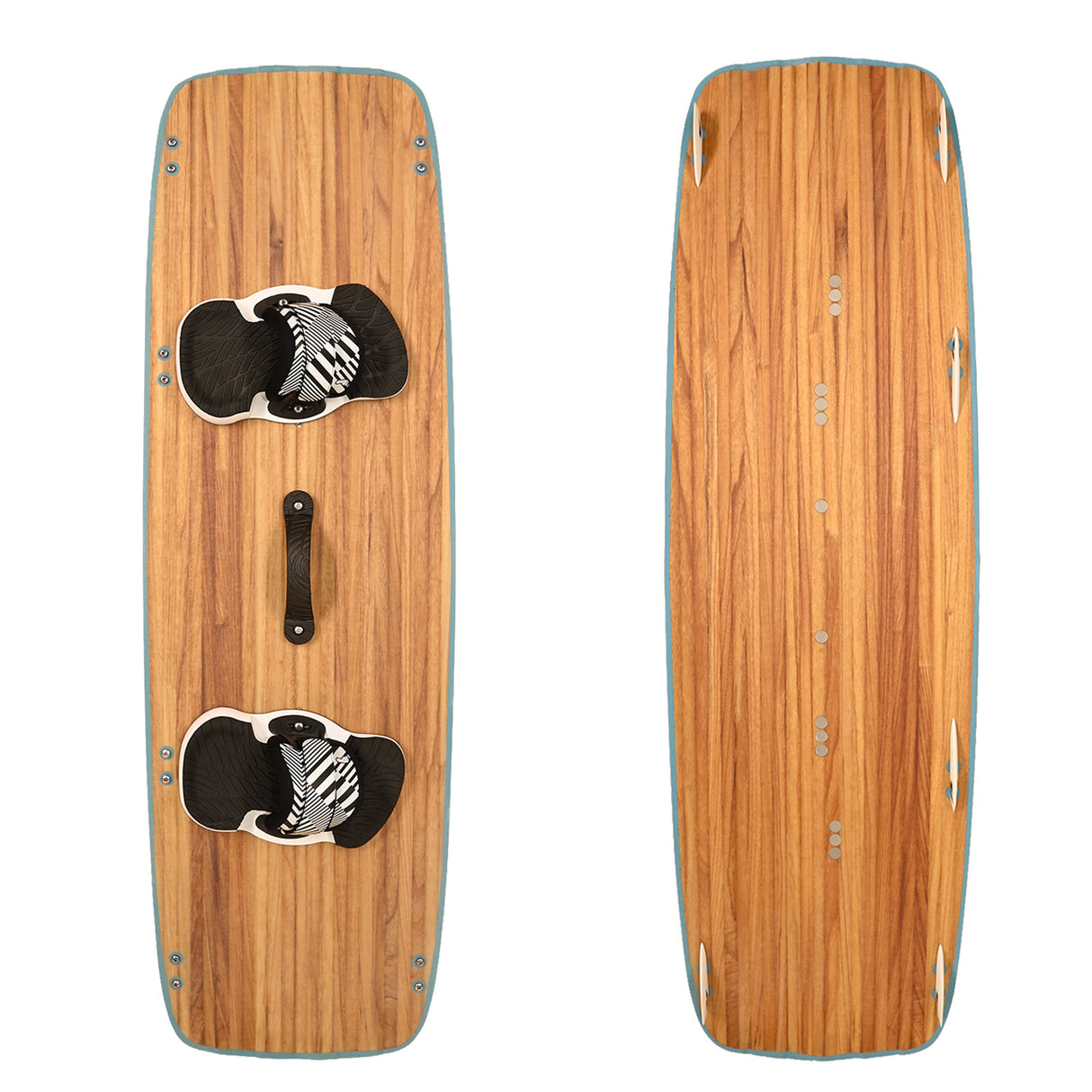 F2 Set Kiteboard Classic Wood Blue 147cm + Bindung L/XL + GFK/Slider Finnen