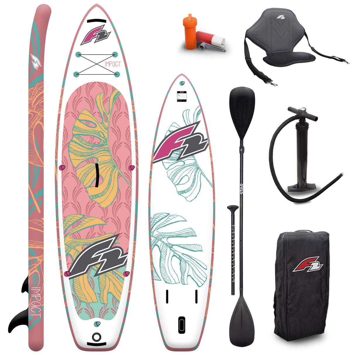 F2 Damen SUP Stand Up Paddle Board Impact Pink - Größe wählbar