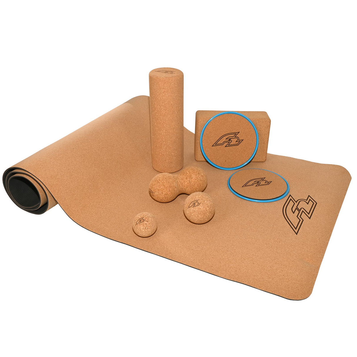 F2  Ultimative Yoga Set 8-teilig viel Zubehör wie Yoga Matte, Korkbälle uvm.
